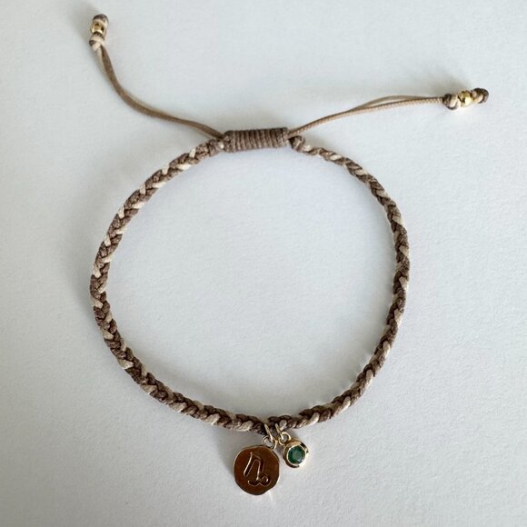 bluboho Capricorn Zodiac Cord Bracelet — Emerald + 10k Gold Charm - Picture 6 of 7